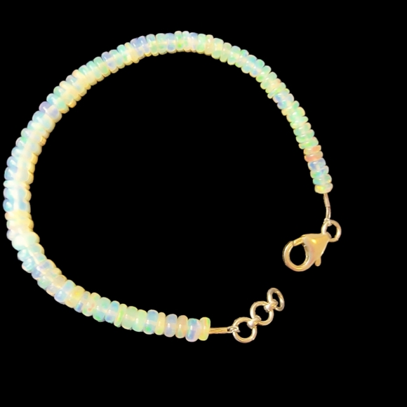 Natural Ethiopian Opal & Sterling Silver gold plated Bracelet - Picture 1 of 10